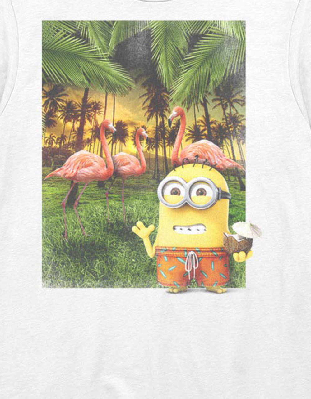 MINIONS Flamingo Paradise Unisex Tee - WHITE