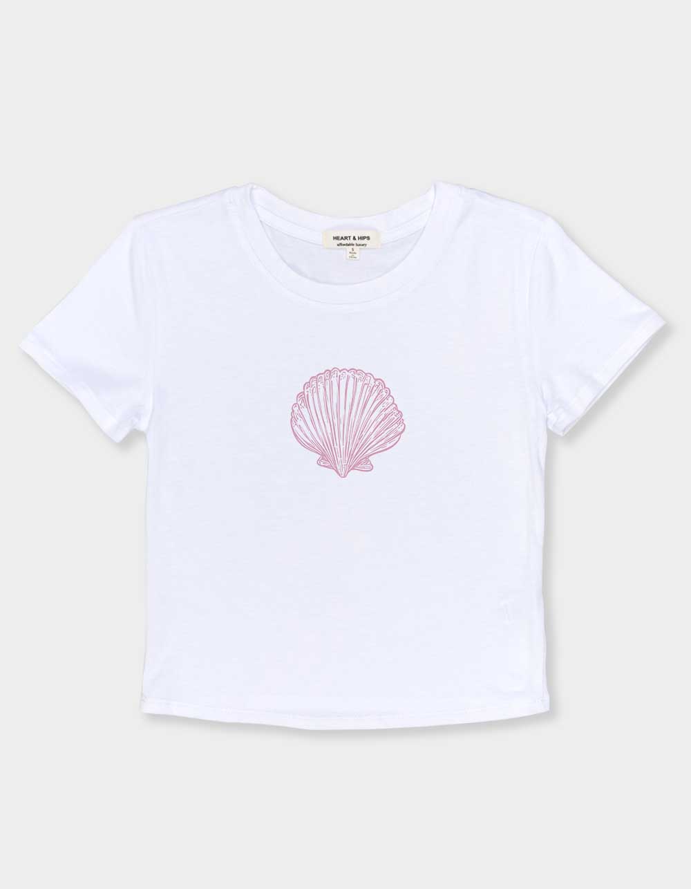 Shell Pink Womens Baby Tee - WHITE