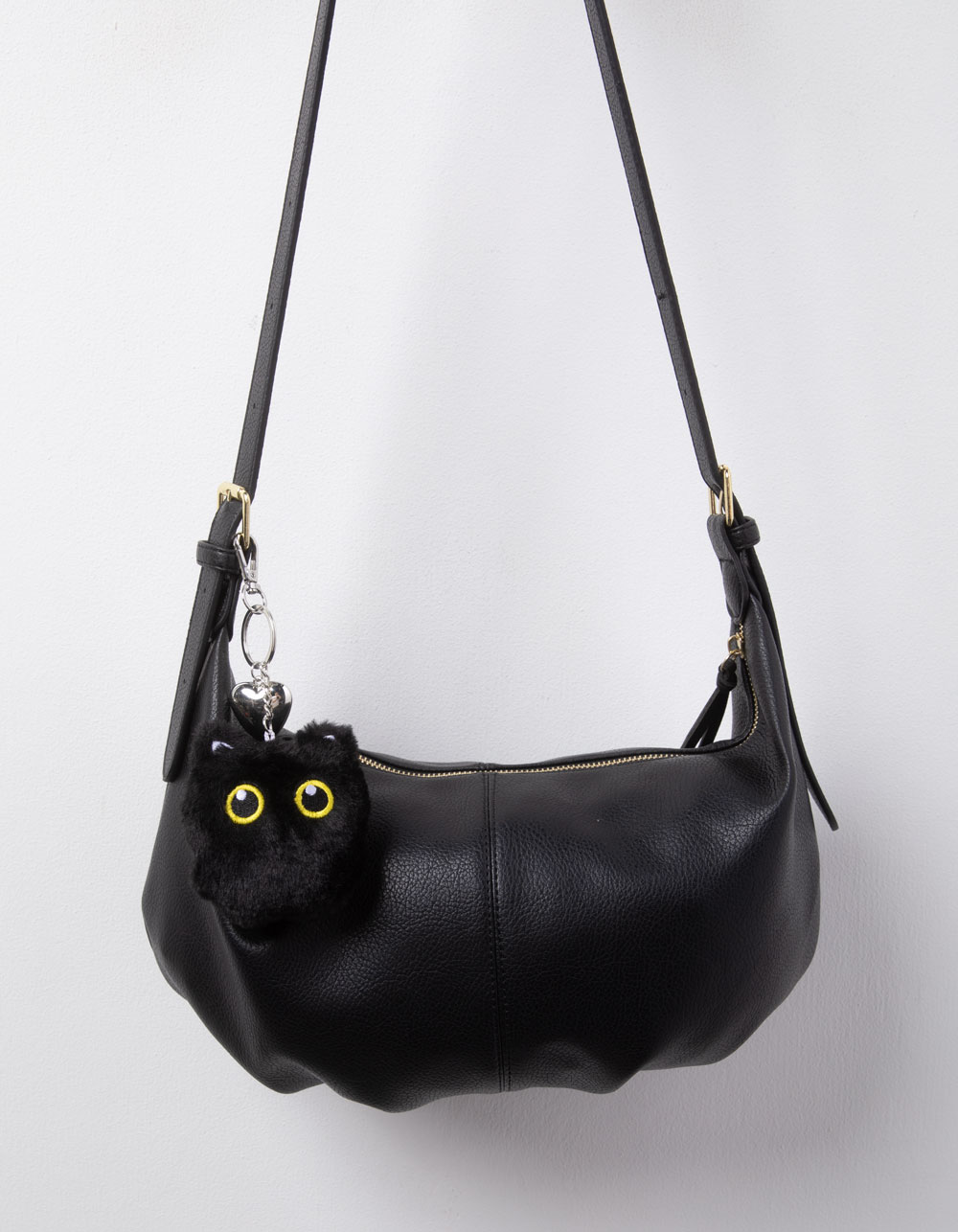 FULL TILT Plush Black Cat Bag Charm - BLACK