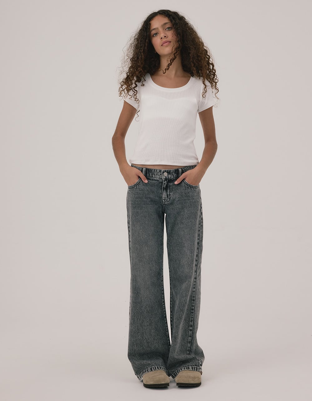 RSQ Low Rise Wide Leg Girls Jeans - GRAY