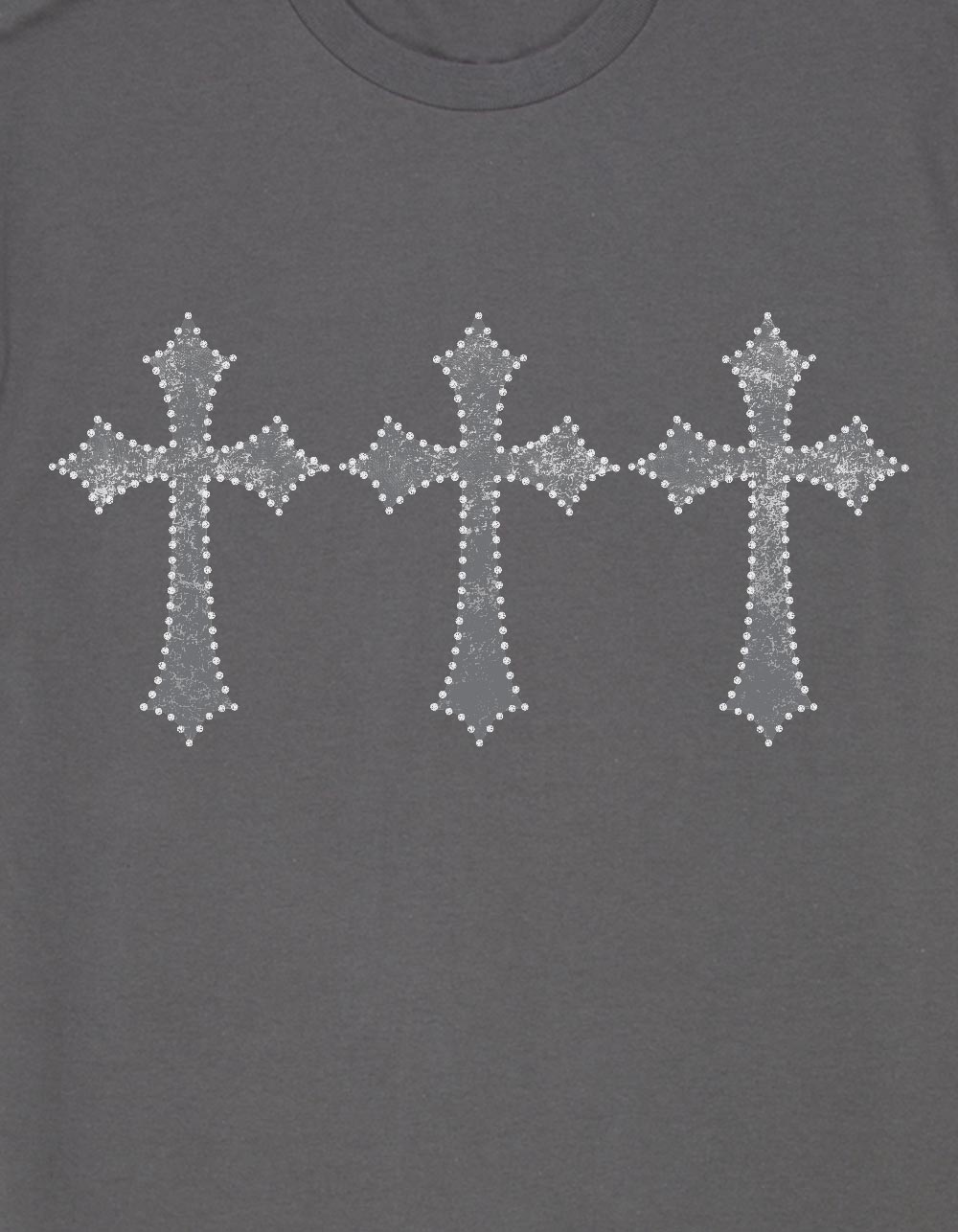 CROSS Diamond Outline Crosses Unisex Tee - CHARCOAL