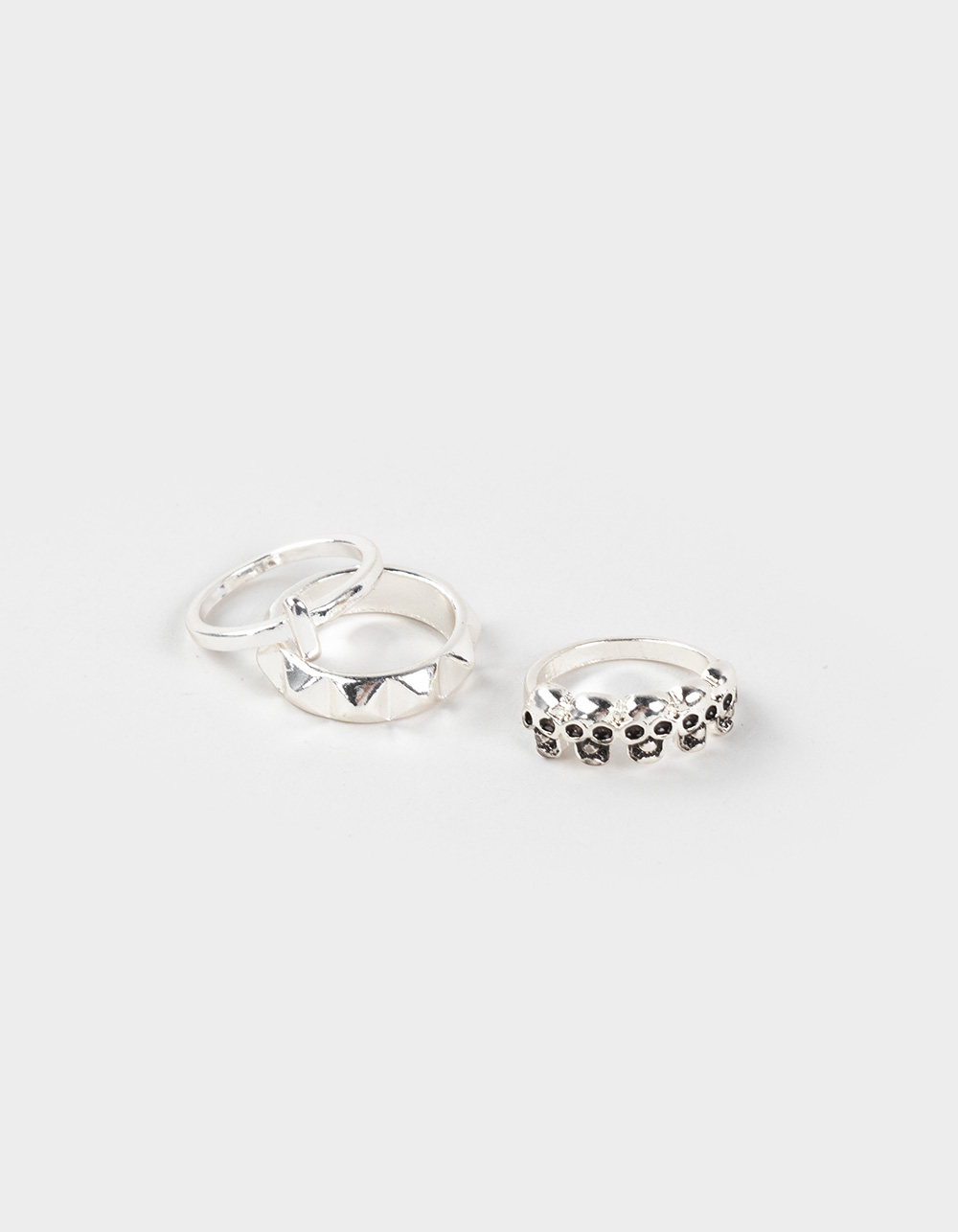 RSQ 3 Pack Grunge Cross Skeleton Rings - SILVER
