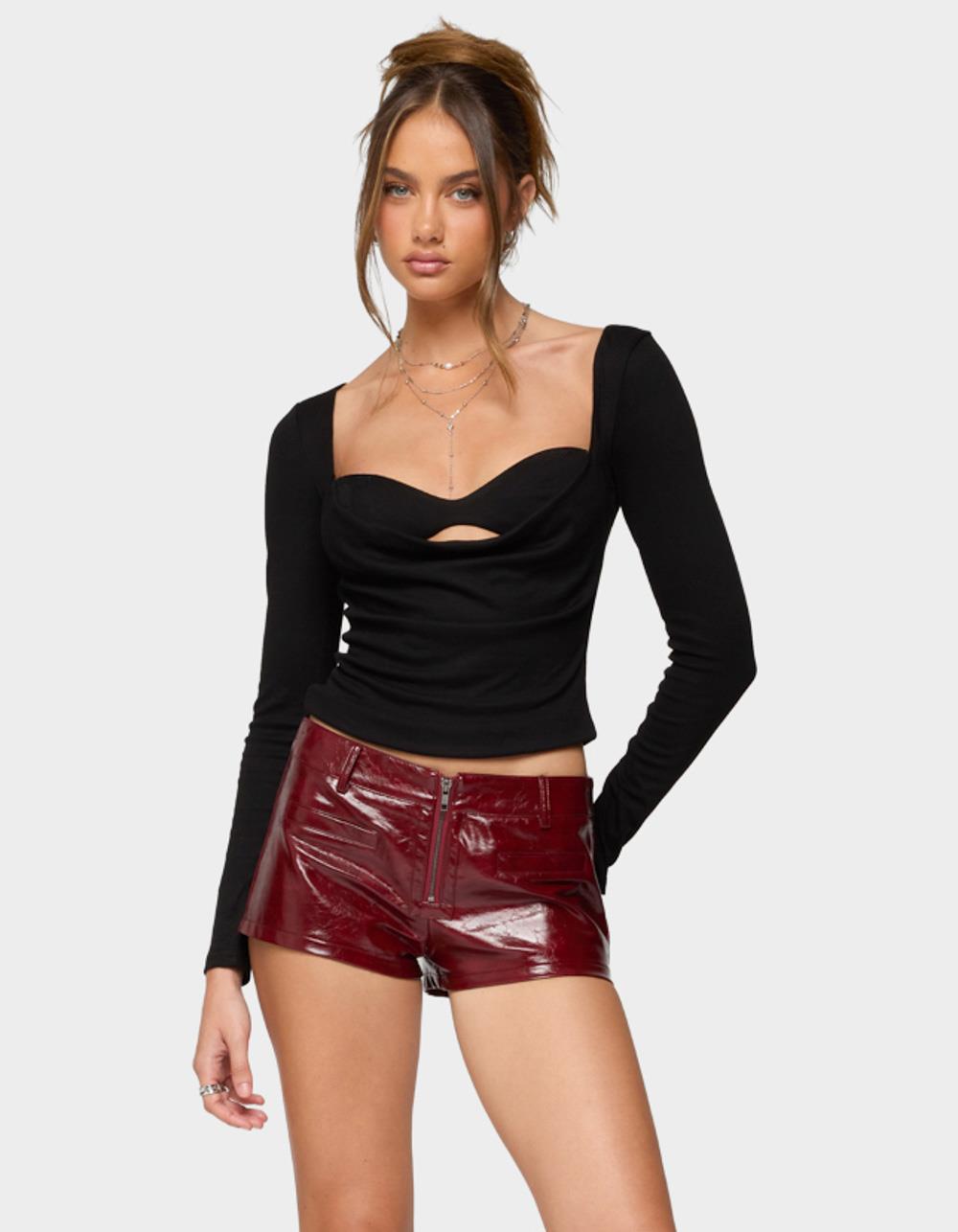 EDIKTED Oaklyn Layered Bra Cowl Neck Top - BLACK