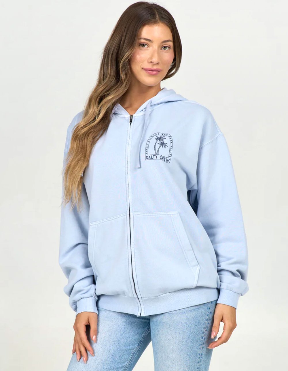 SALTY CREW Archway Womens Oversized Zip-Up Hoodie - ICE