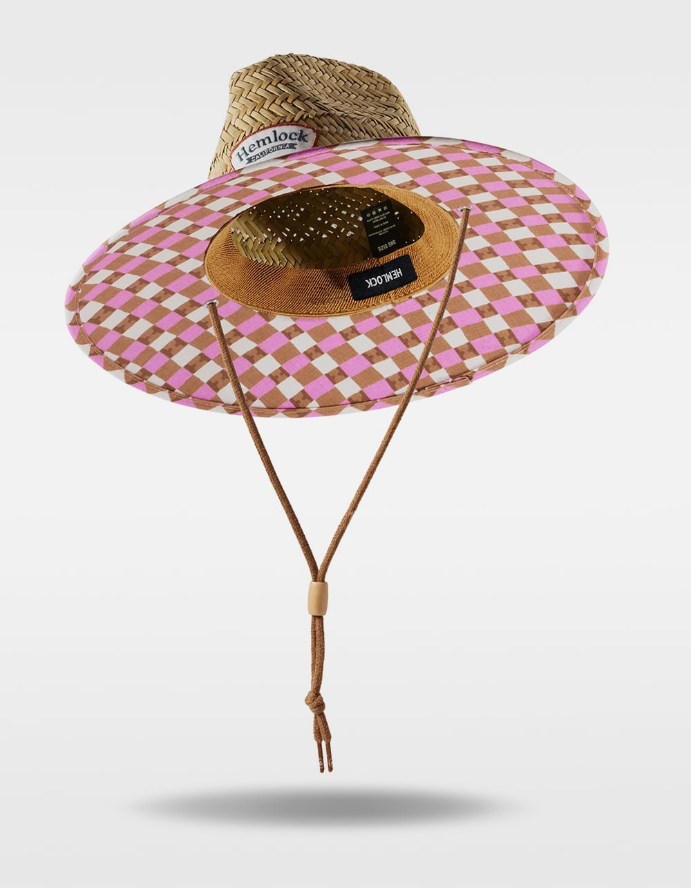 HEMLOCK HAT CO. Pink Check Lifeguard Straw Hat - NATURAL