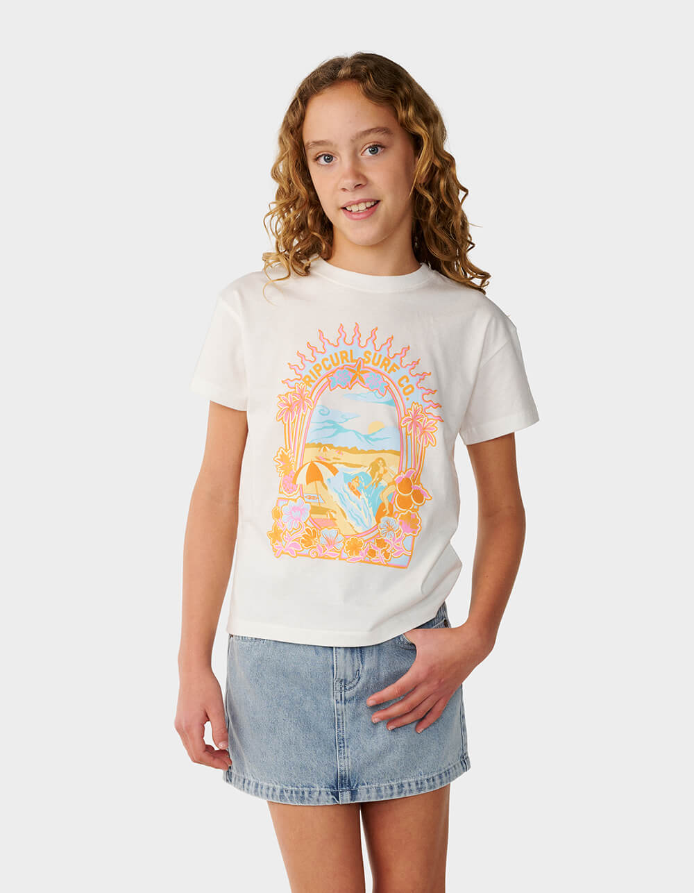 RIP CURL Costa Del Sol Girls Band Tee - BONE