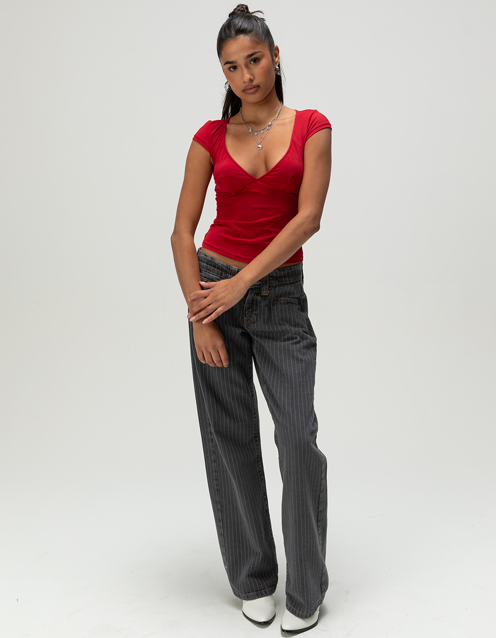 BDG Urban Outfitters Je T'aime Womens Cap Sleeve Top - RED