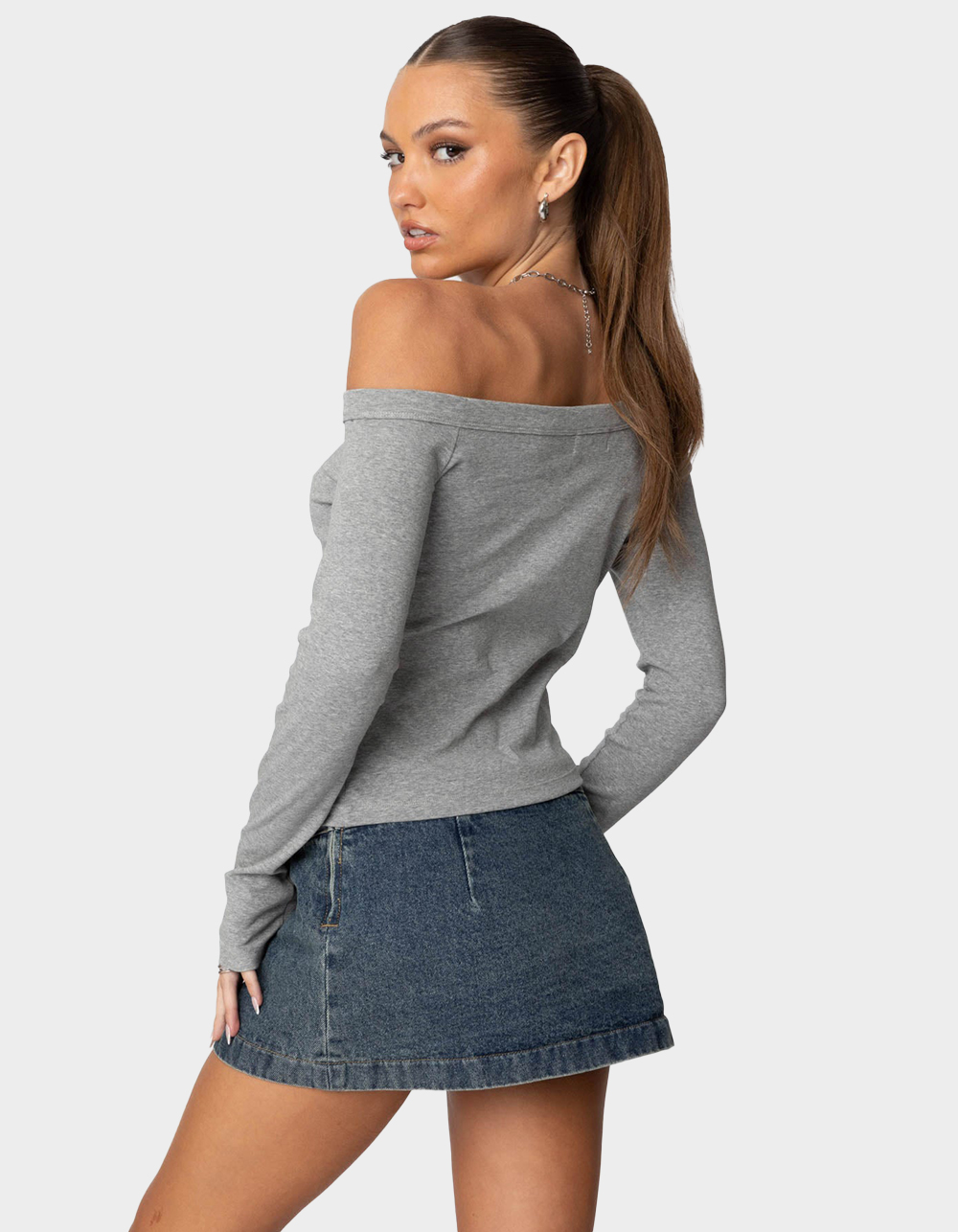 EDIKTED Adelaine Asymmetric Top - GRAY