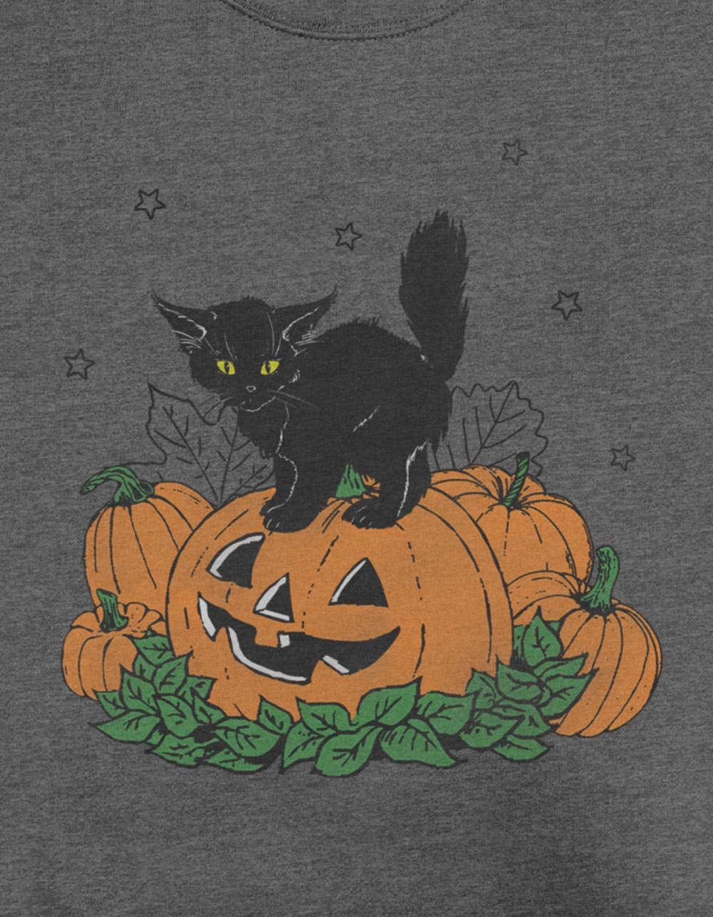 PUMPKINS Black Cat Jack-O'-Lantern Unisex Crewneck Sweatshirt - CHARCOAL