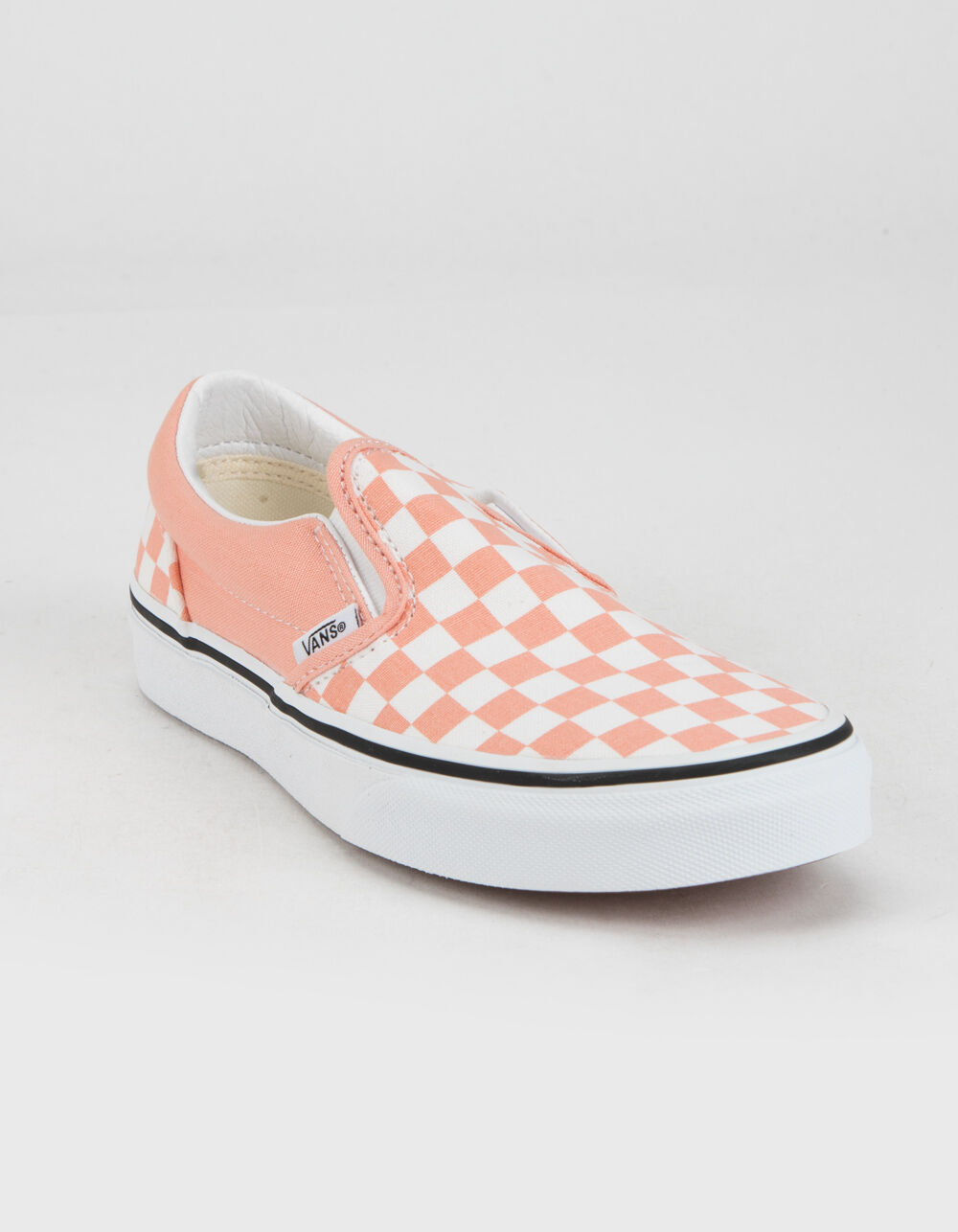 VANS Checkerboard Classic SlipOn Juniors Shoes SALMON/TRUE WHITE