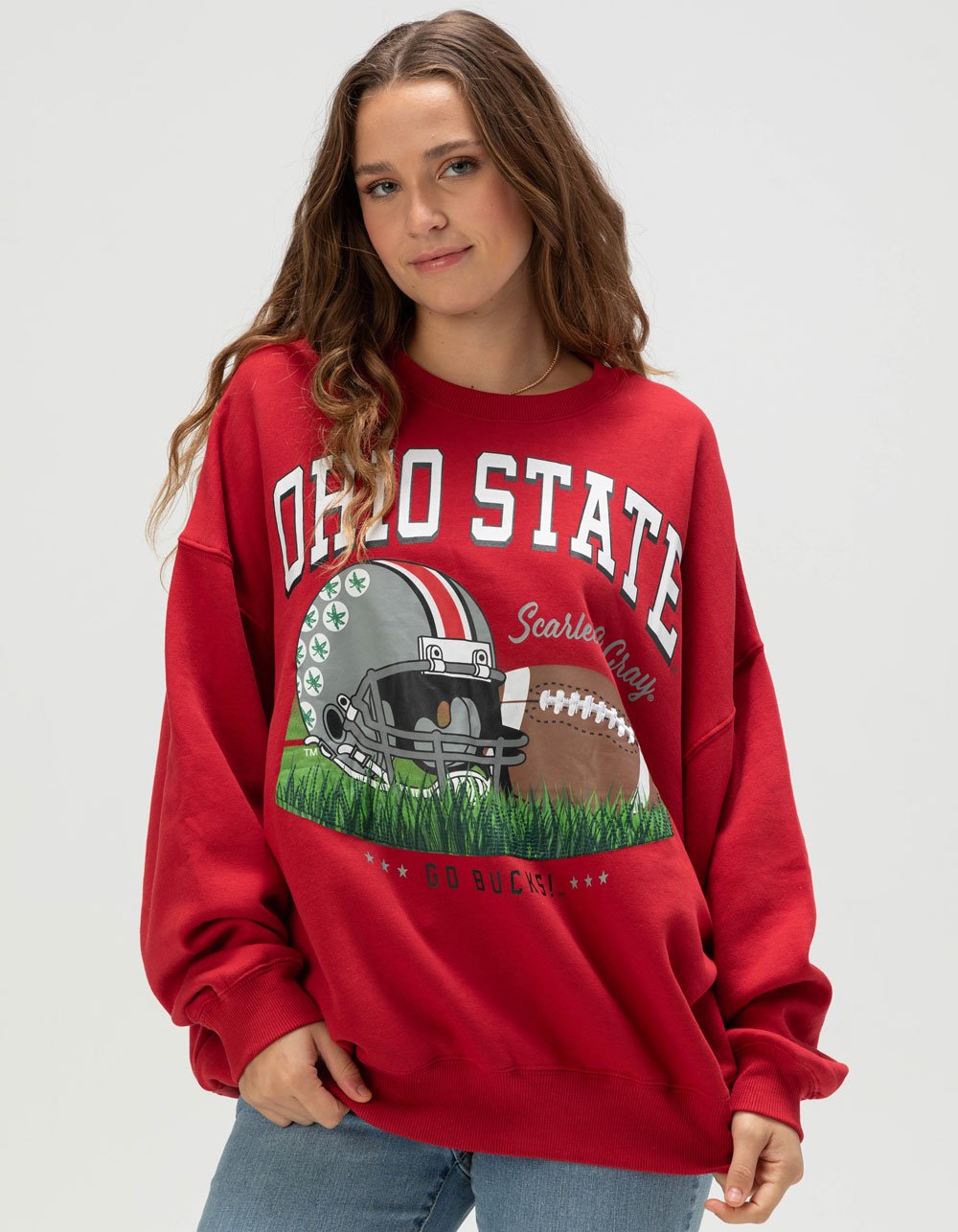 GAMEDAY SOCIAL Ohio State Buckeyes Womens Crewneck Sweatshirt - RED