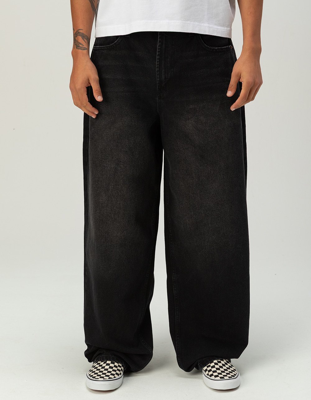 RSQ Mens Extra Baggy Patch Jeans - WASHED BLACK