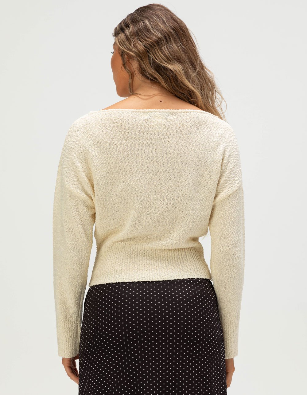 NECTAR CLOTHING Womens Off The Shoulder Sweater - IVORY