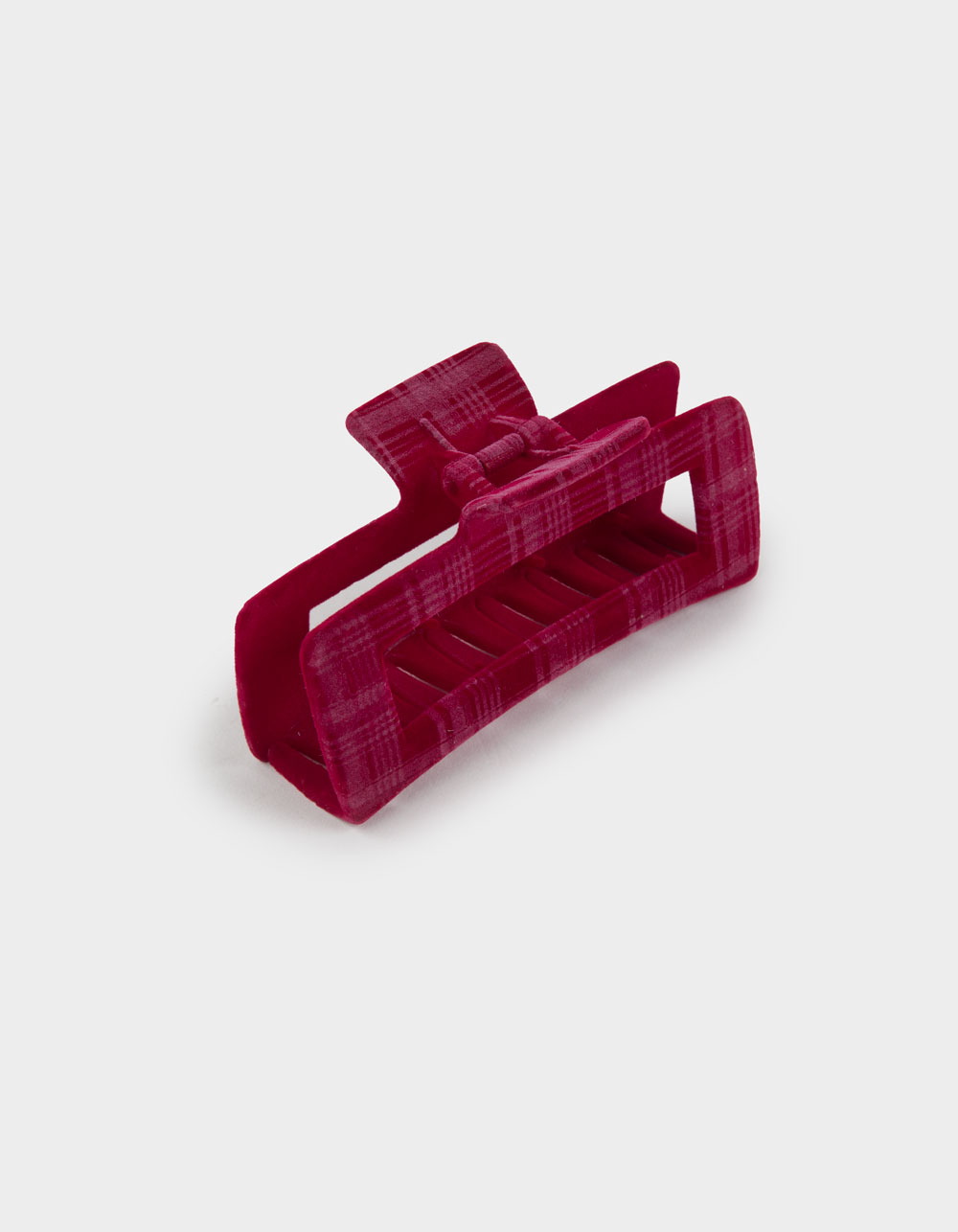 FULL TILT Oversized Plaid Velvet Claw Clip - BURGUNDY