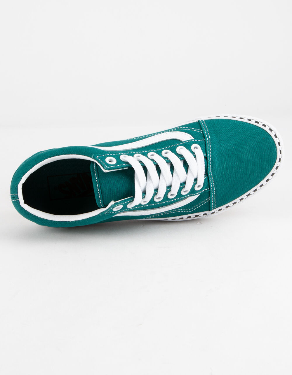 VANS Check Foxing Old Skool Quetzal Green & True White Womens Shoes ...