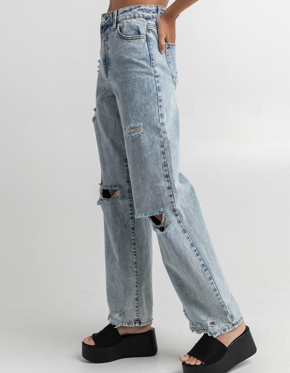 RSQ Wide Leg Destructed Womens Jeans 