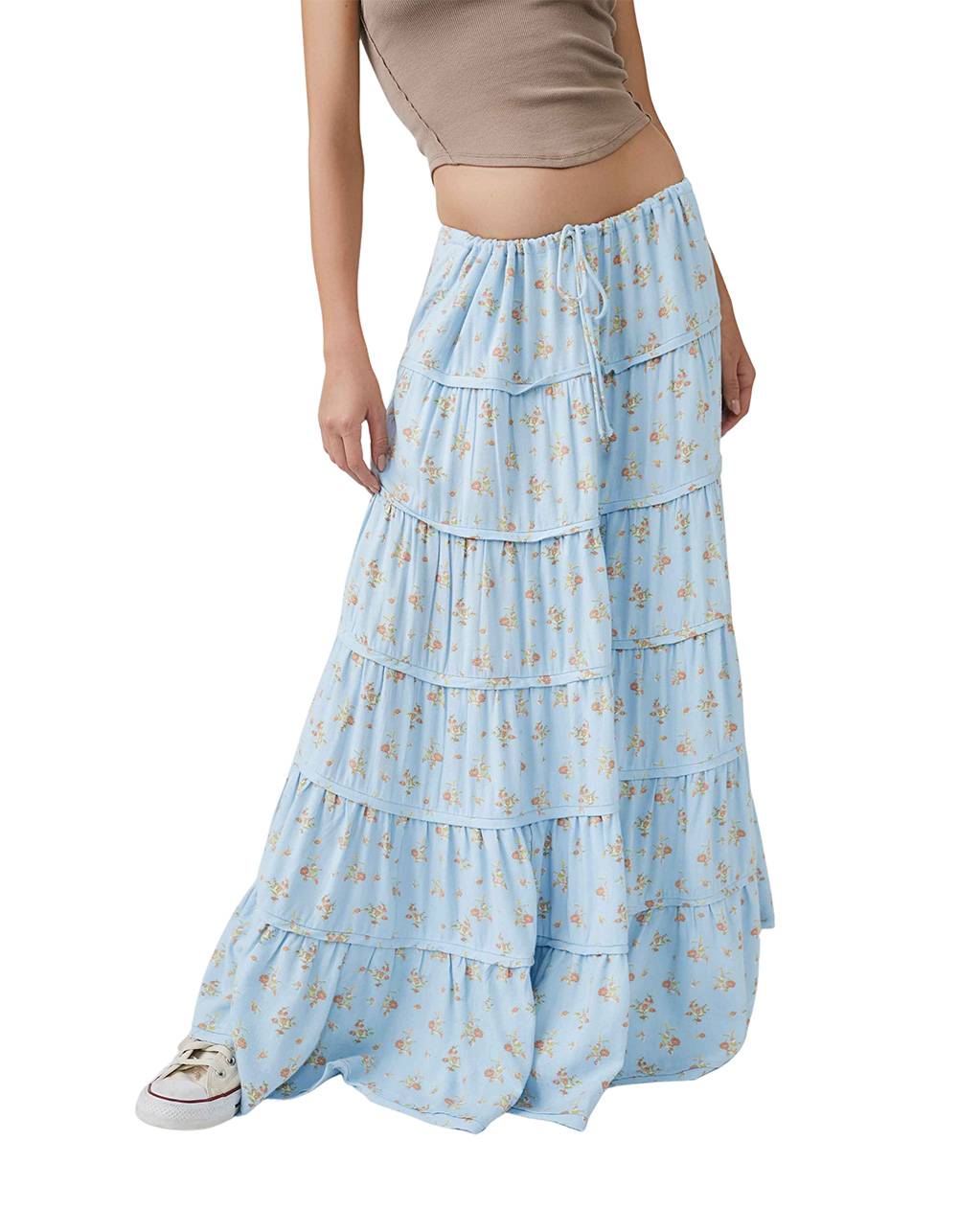 FREE PEOPLE Nova Tiered Maxi Skirt - BLUE COMBO | Tillys