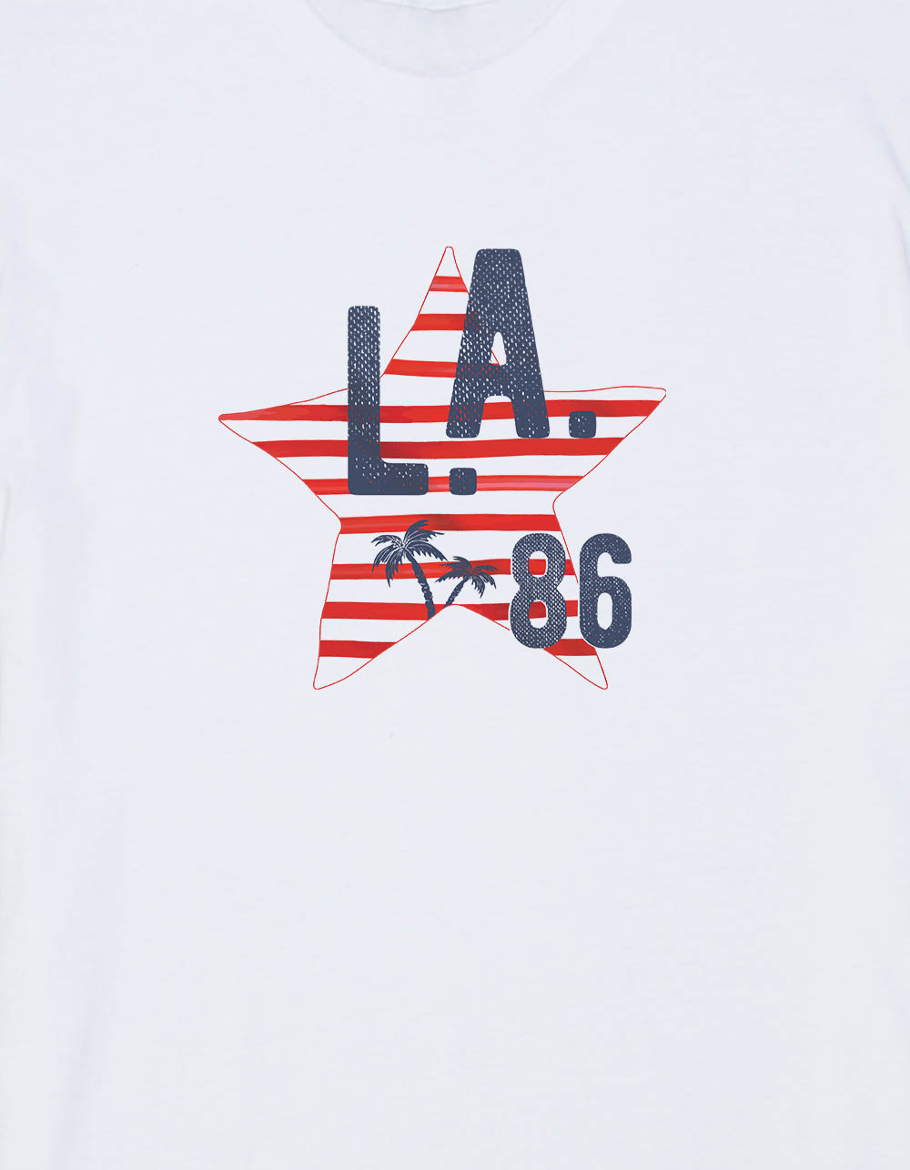 LOS ANGELES Striped Star Unisex Tee - WHITE