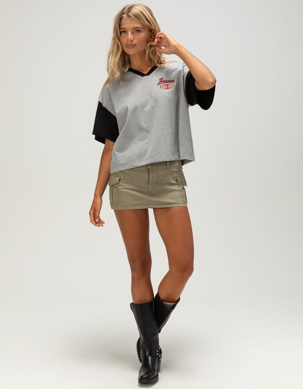 BRIXTON Winners Womens Boxy Tee - GRAY