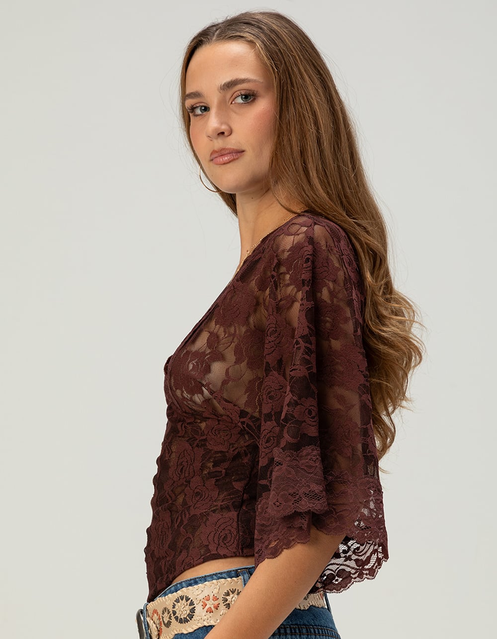 WEST OF MELROSE Womens Lace Top