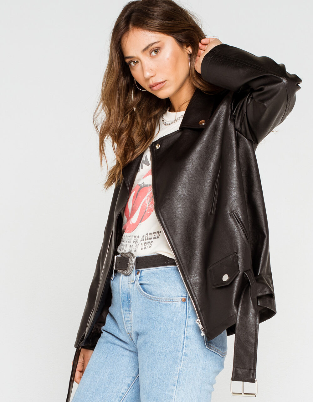 KNOW ONE CARES Oversized Womens Moto Jacket - BLACK | Tillys