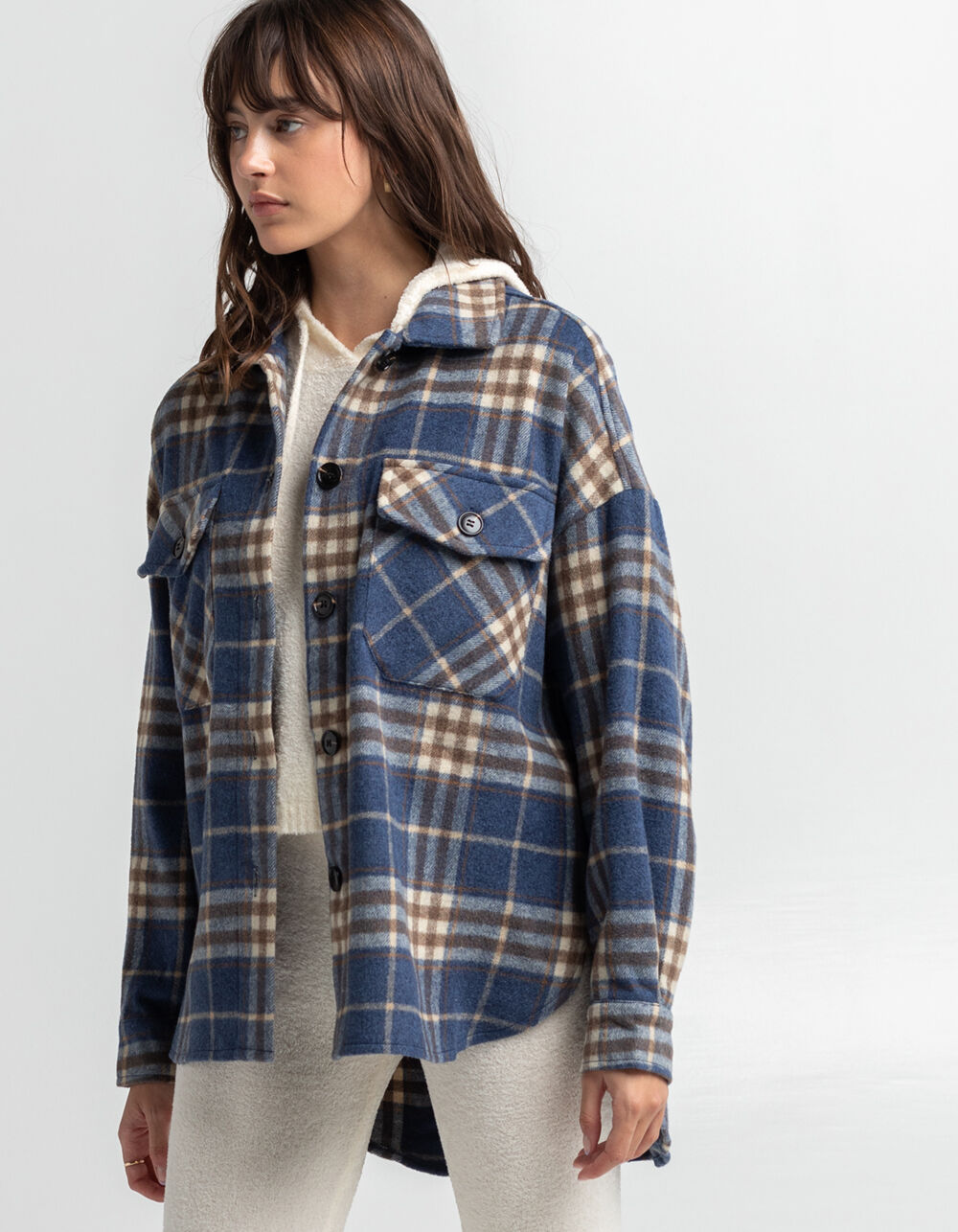 TIMING Plaid Shacket BLUCO Tillys