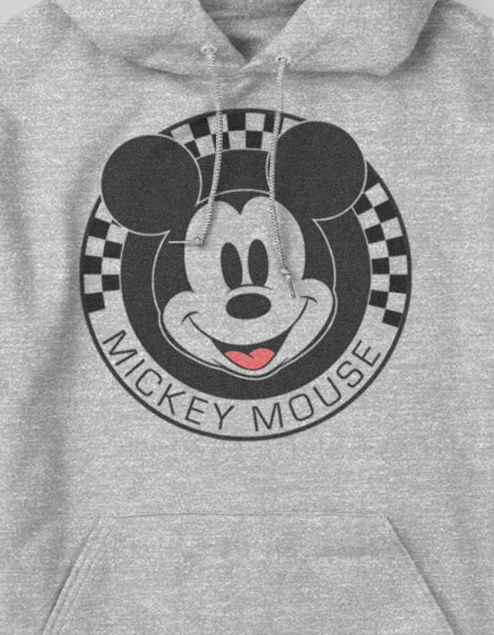 DISNEY Mickey Mouse Checkered Unisex Hoodie - HEATHER GRAY