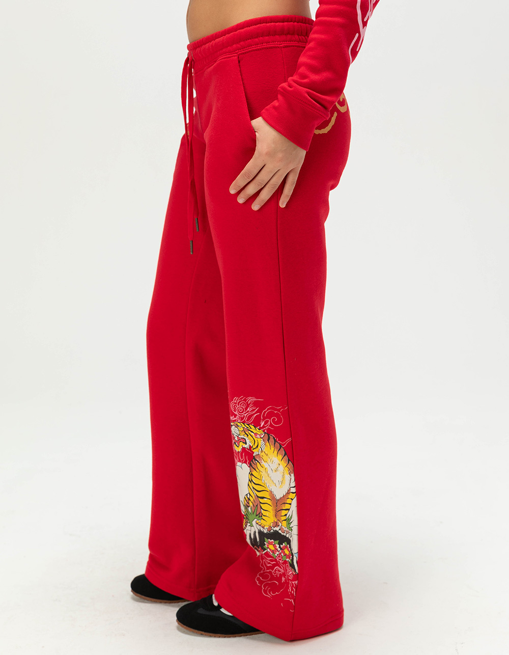 ED HARDY Tiger Womens Sweatpants - CHERRY