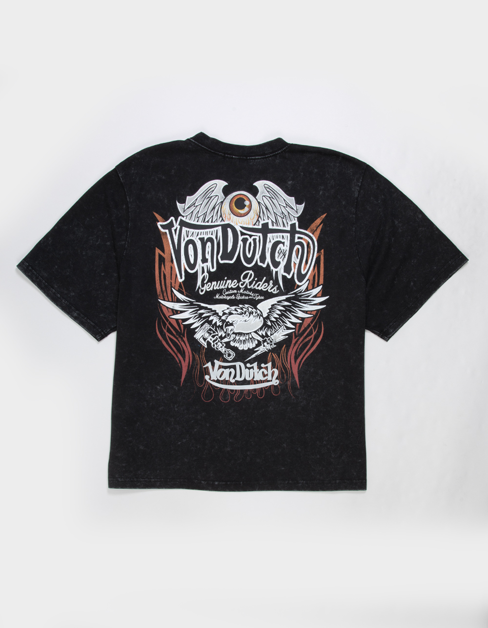 VON DUTCH Wings Mens Boxy Tee - WASHED BLACK