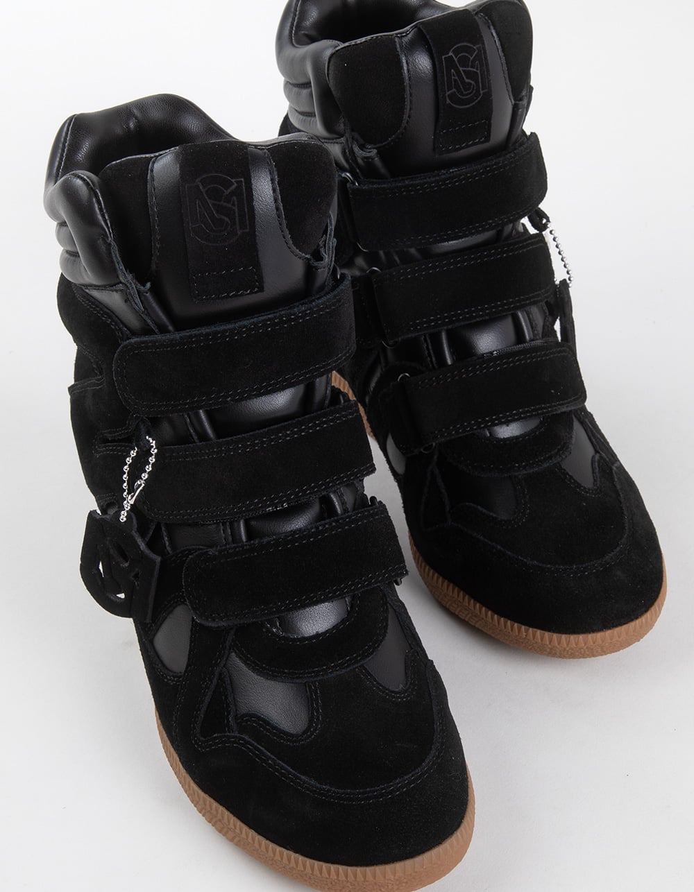 STEVE MADDEN Mavis Womens High Top Wedge Sneakers - BLACK