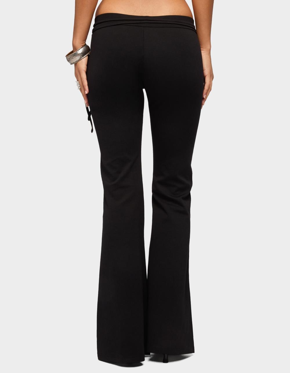EDIKTED Junipar Waist Tie Flared Pants - BLACK
