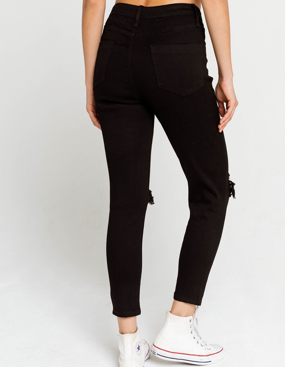 WEST OF MELROSE What's The Skinny Destructed Womens Black Jeans - BLACK ...
