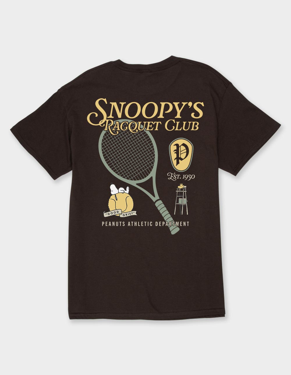 PEANUTS Snoopy's Racquet Club Unisex Tee - CHOCOLATE