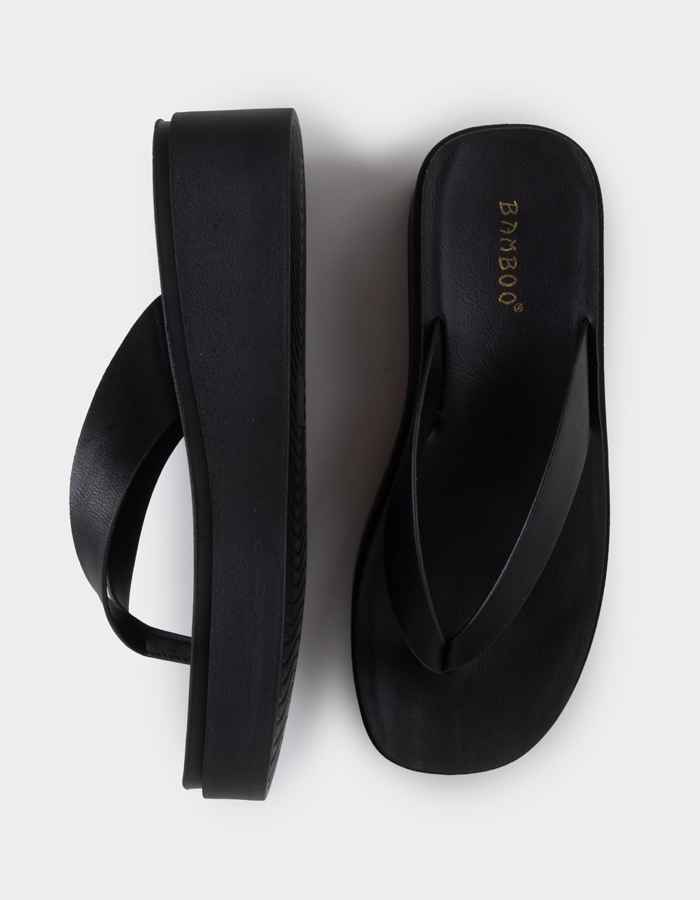 BAMBOO Luck Womens Flatform Sandals - BLACK