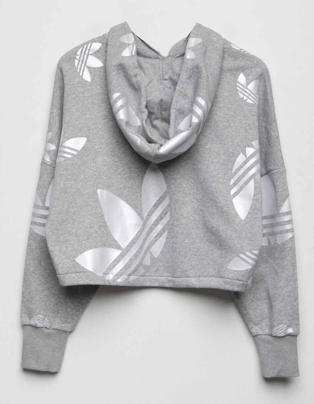 ADIDAS Large Logo Womens Cropped Hoodie - HEATHER GRAY | Tillys
