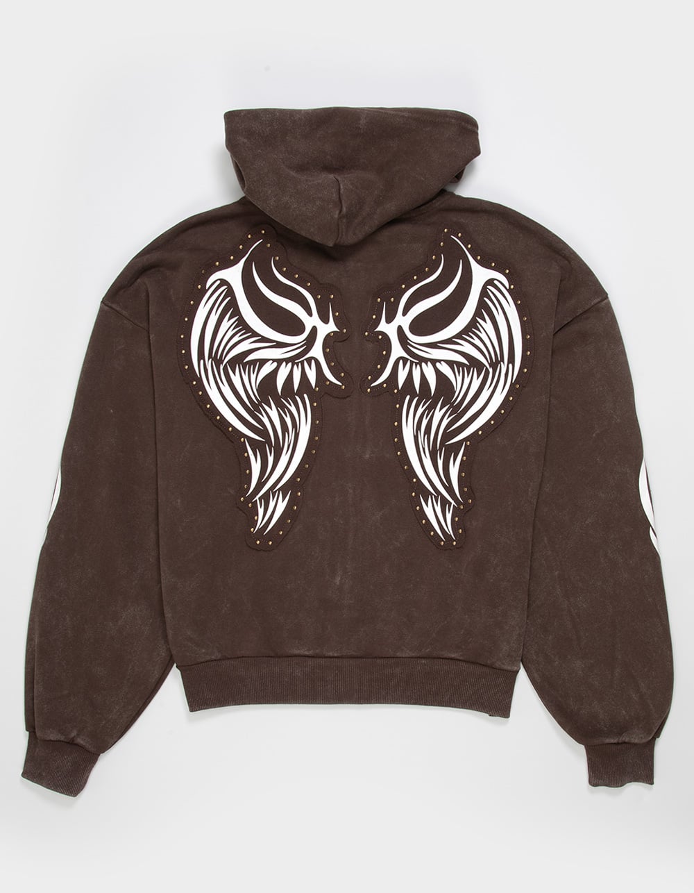 VON DUTCH Wings Mens Zip-Up Hoodie - BROWN