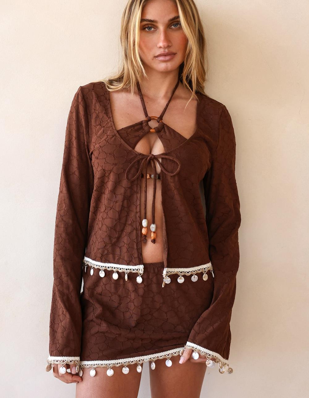 RIS-K Firecracker Mini Skirt - DARK BROWN