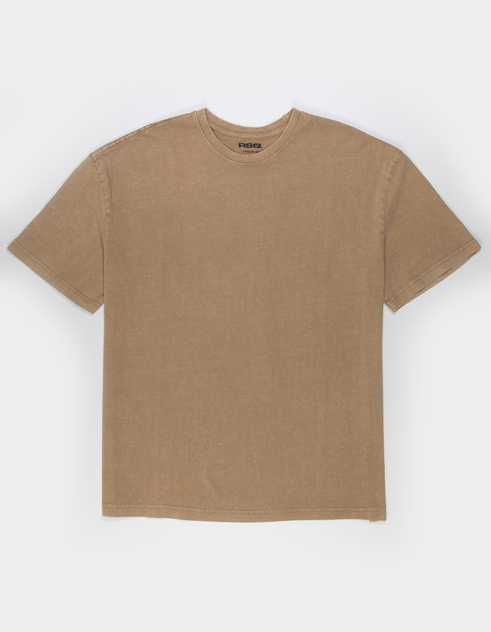 RSQ Mens Acid Wash Oversized Tee - TAN