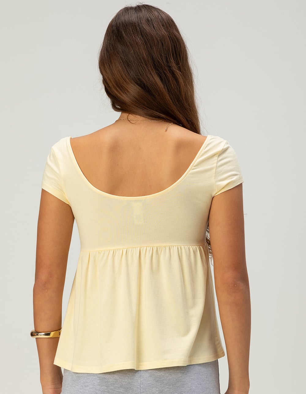 RSQ Womens Henley Babydoll Top - YELLOW