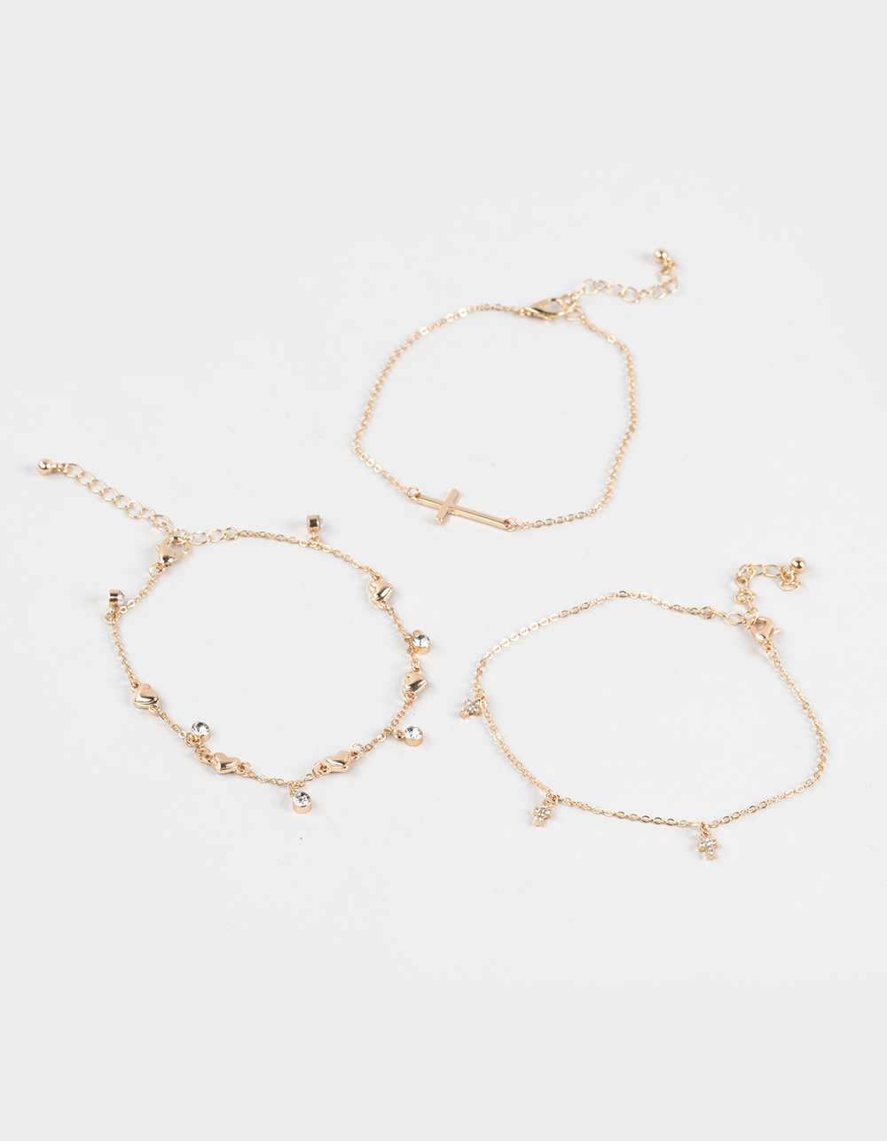 FULL TILT Cross Anklet 3 Pack - GOLD
