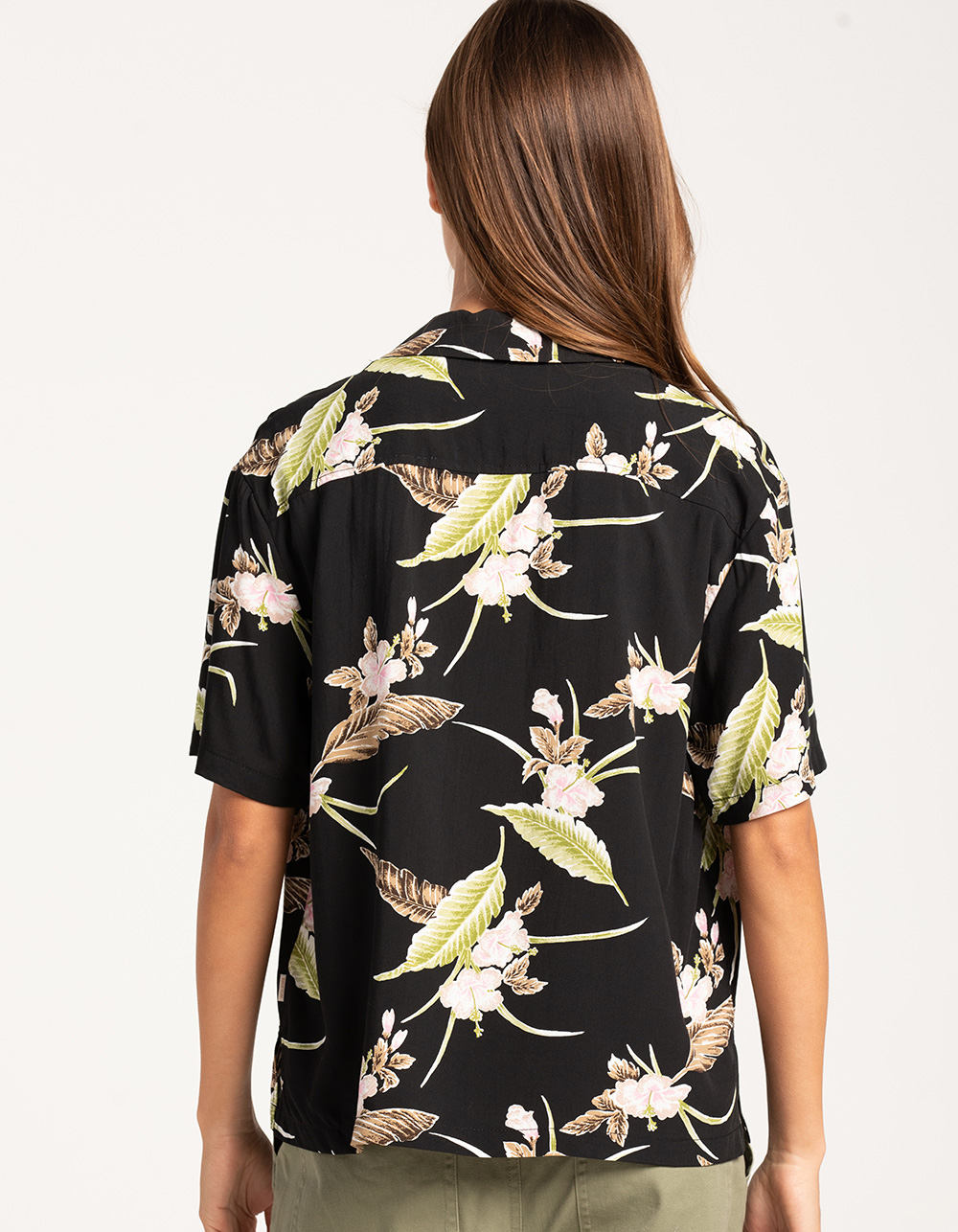 BRIXTON Bunker Paradise Womens Button Up Shirt. - BLACK COMBO