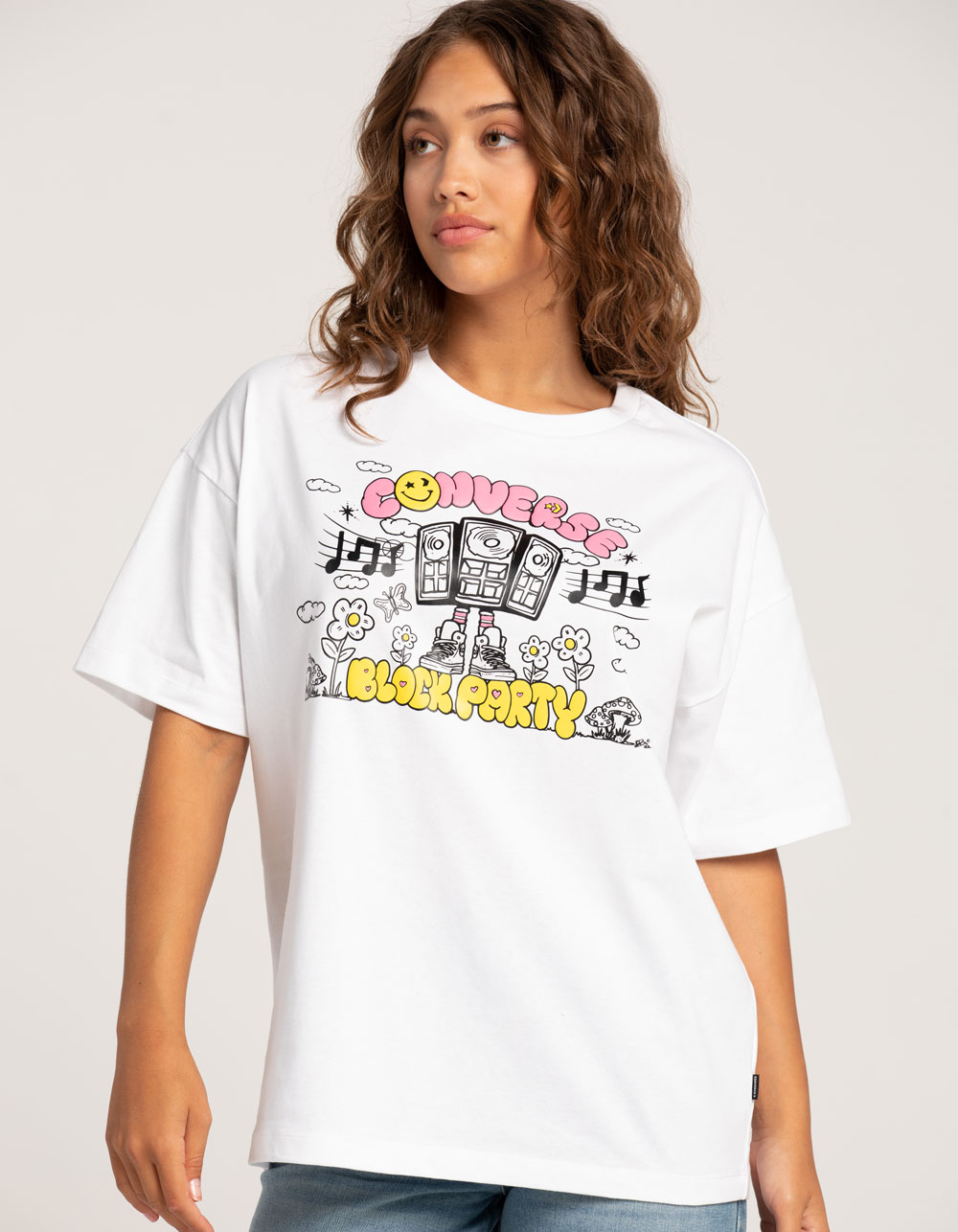 CONVERSE Block Party Womens Oversized Tee - WHITE | Tillys