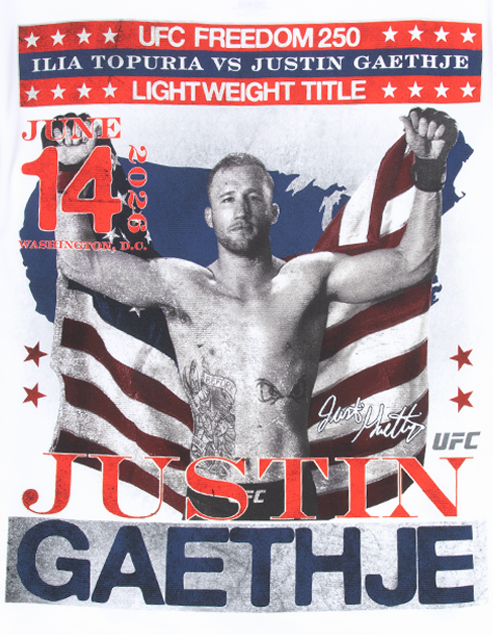 UFC Gaethje Hands Mens Boxy Tee - WHITE