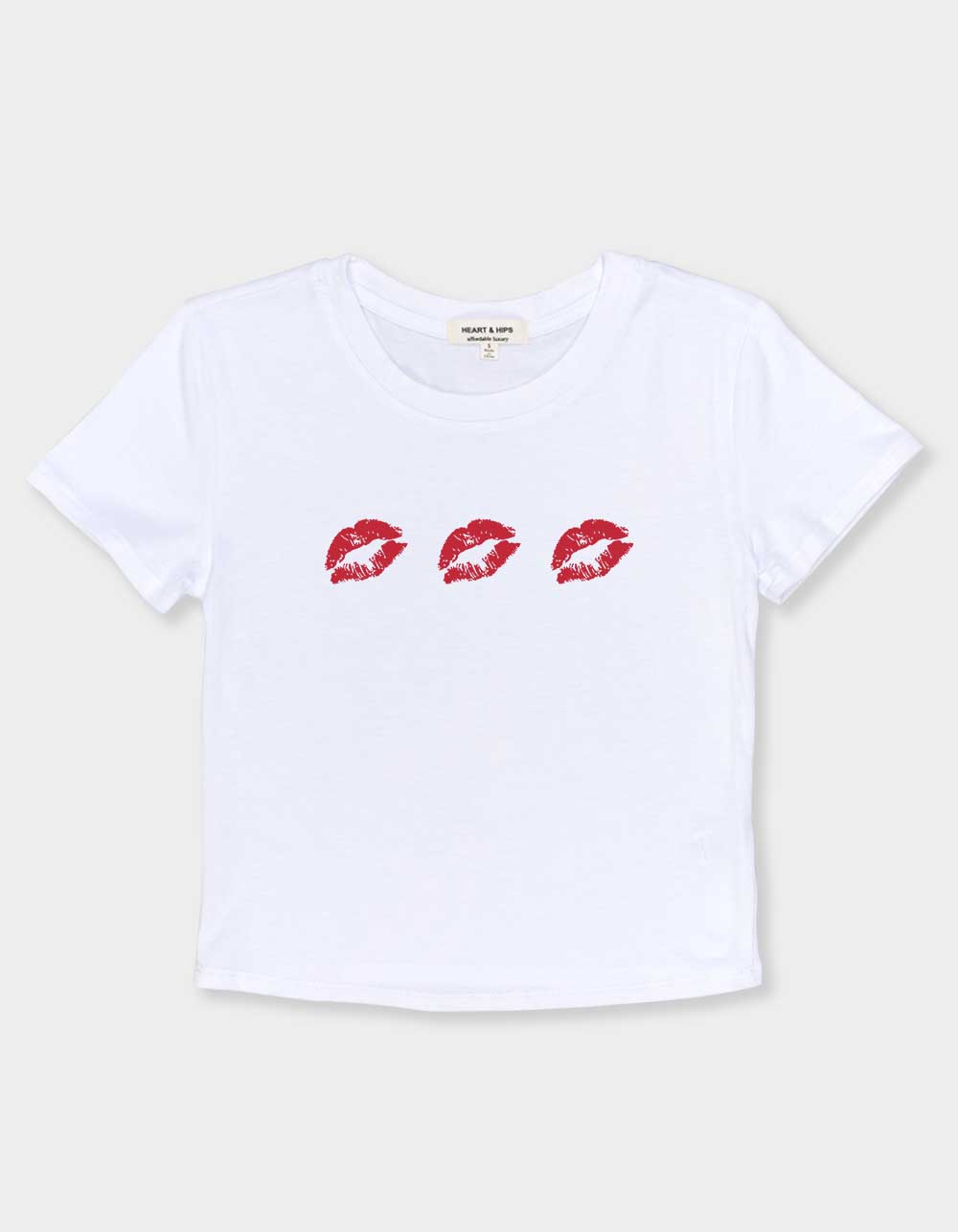 KISS Lip Trio Womens Baby Tee - WHITE