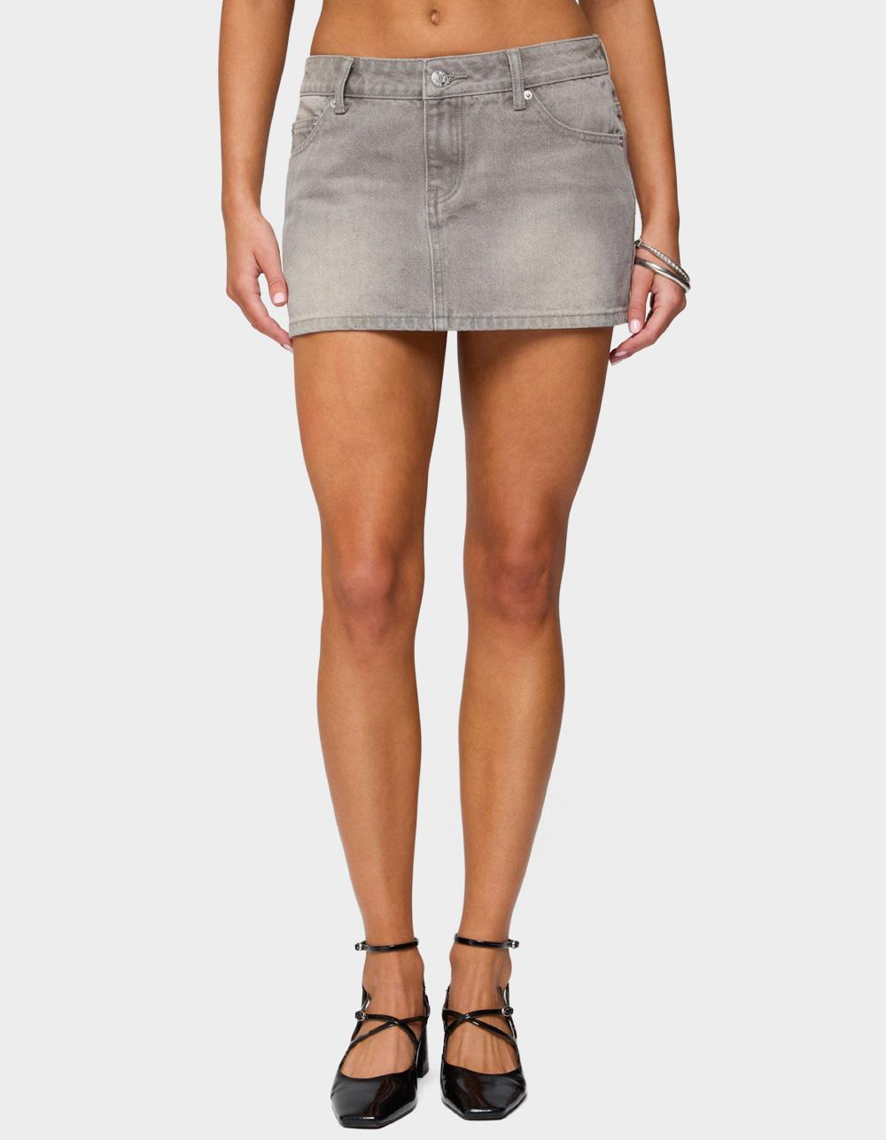 EDIKTED Chiara Denim Micro Skirt - GRAY