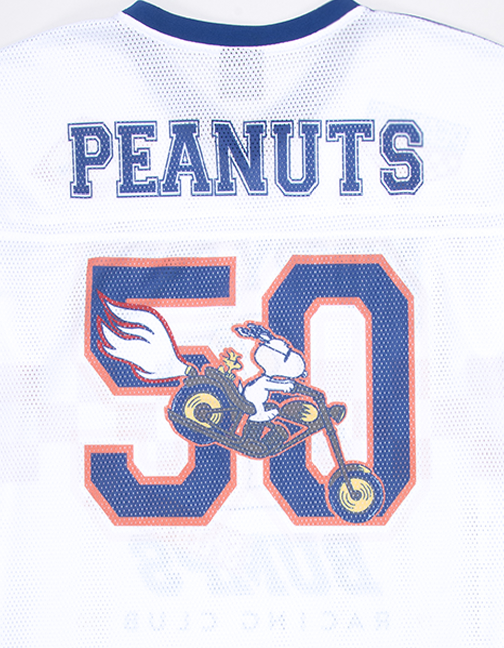 RSQ x Peanuts Mens Baggy Crop Mesh Racing Jersey - WHITE