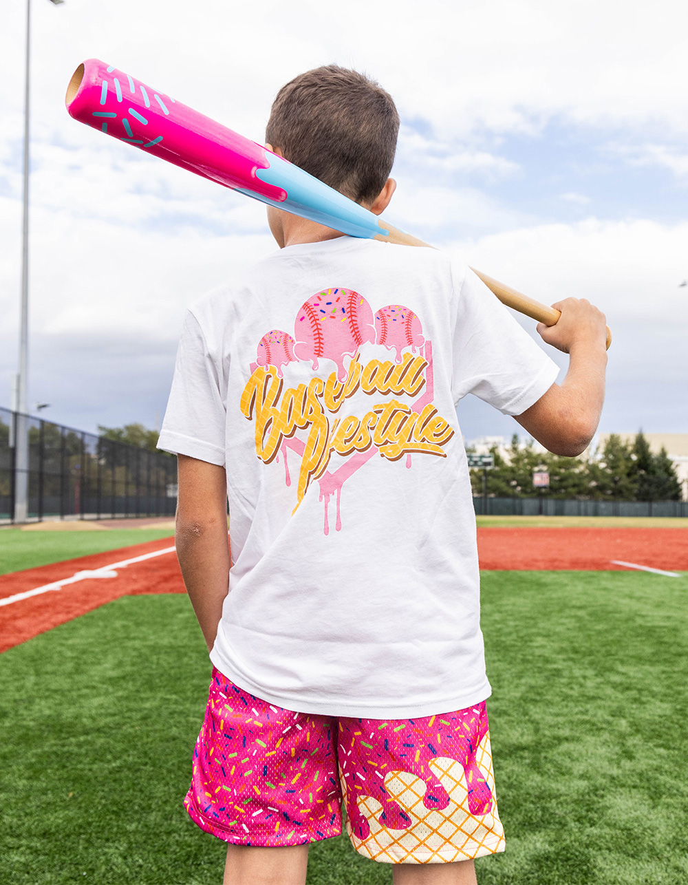 BASEBALL LIFESTYLE 101 Ice Cream Boys Tee - WHITE