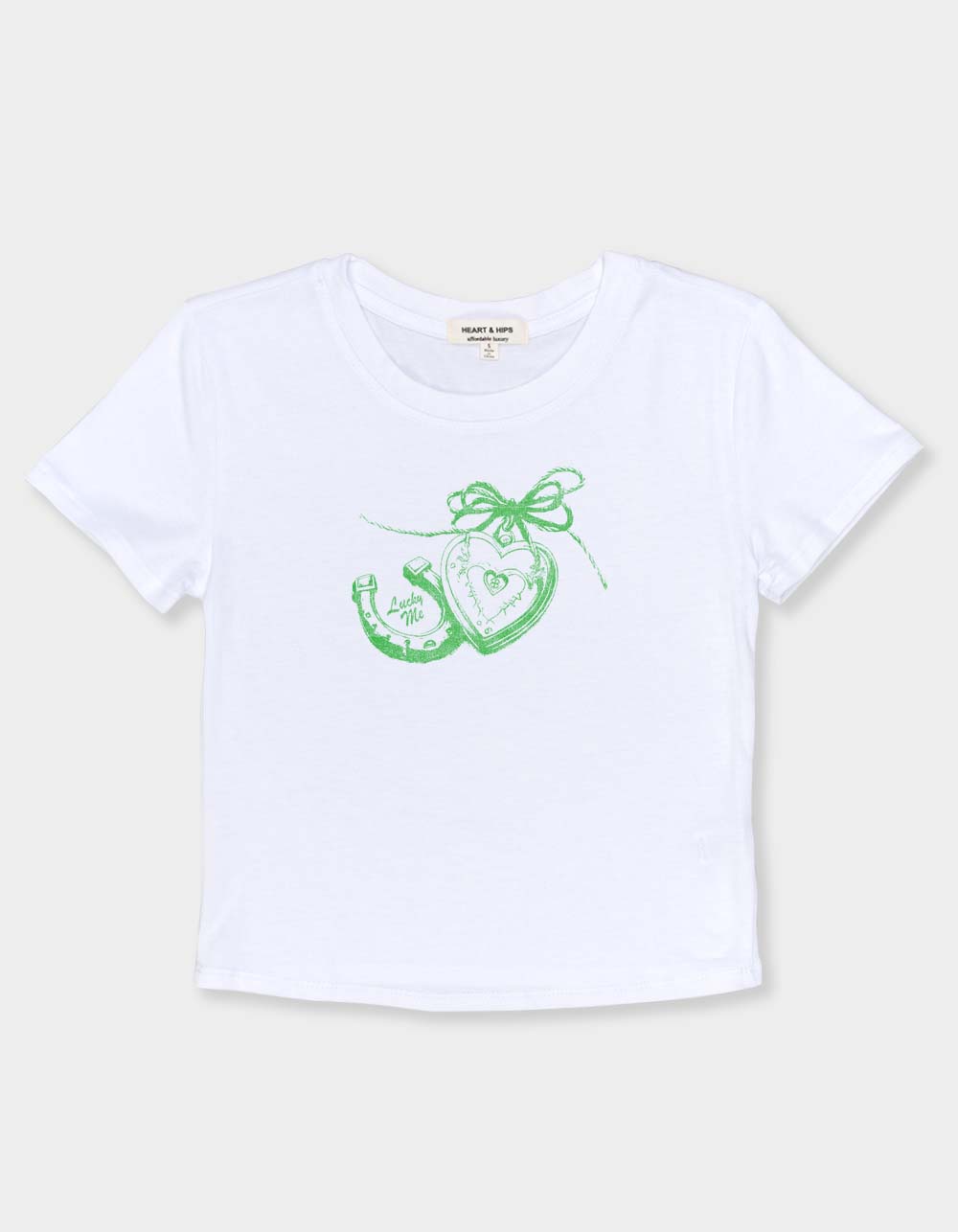 LOCKET Lucky Me Womens Baby Tee - WHITE