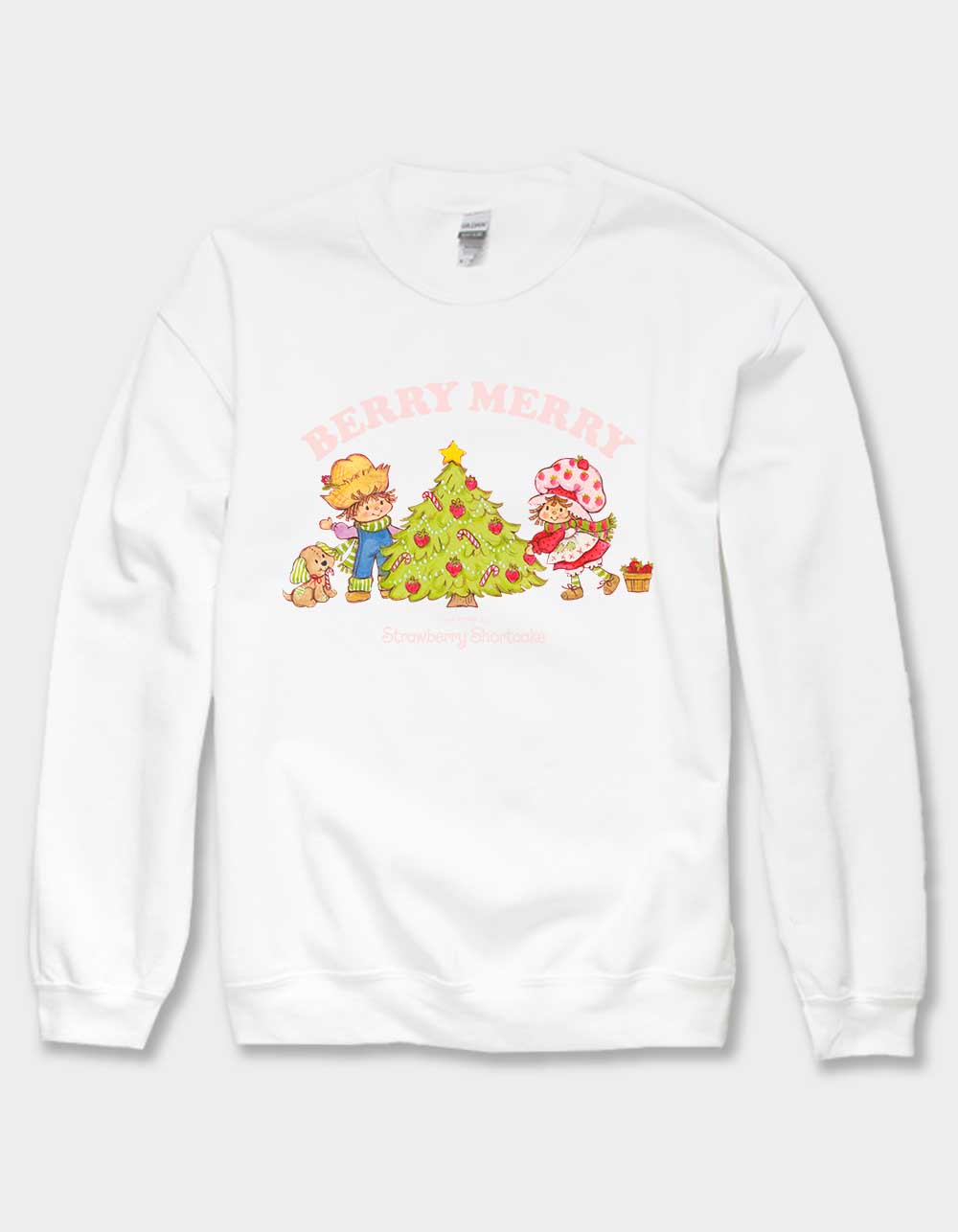STRAWBERRY SHORTCAKE Berry Merry Unisex Crewneck Sweatshirt  - WHITE