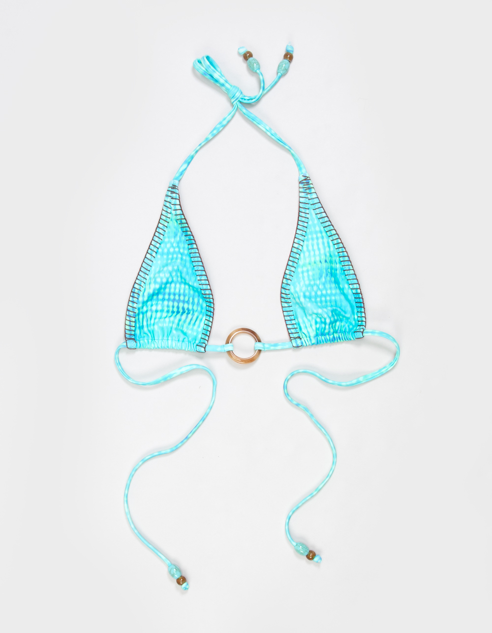 KULANI KINIS Summer Seas High Triangle Bikini Top - BLUE COMBO